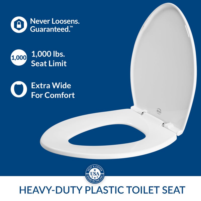 BEMIS 1000CPT Paramont Heavy Duty OVERSIZED Closed Front Toilet Seat with 1,000 lb Weight limit will Never Loosen & Reduce Call-backs, ROUND/ELONGATED, Plastic, White - Image 3